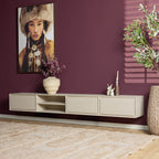 Zwevend tv-meubel Ambiance, 280 cm, zand mangohout