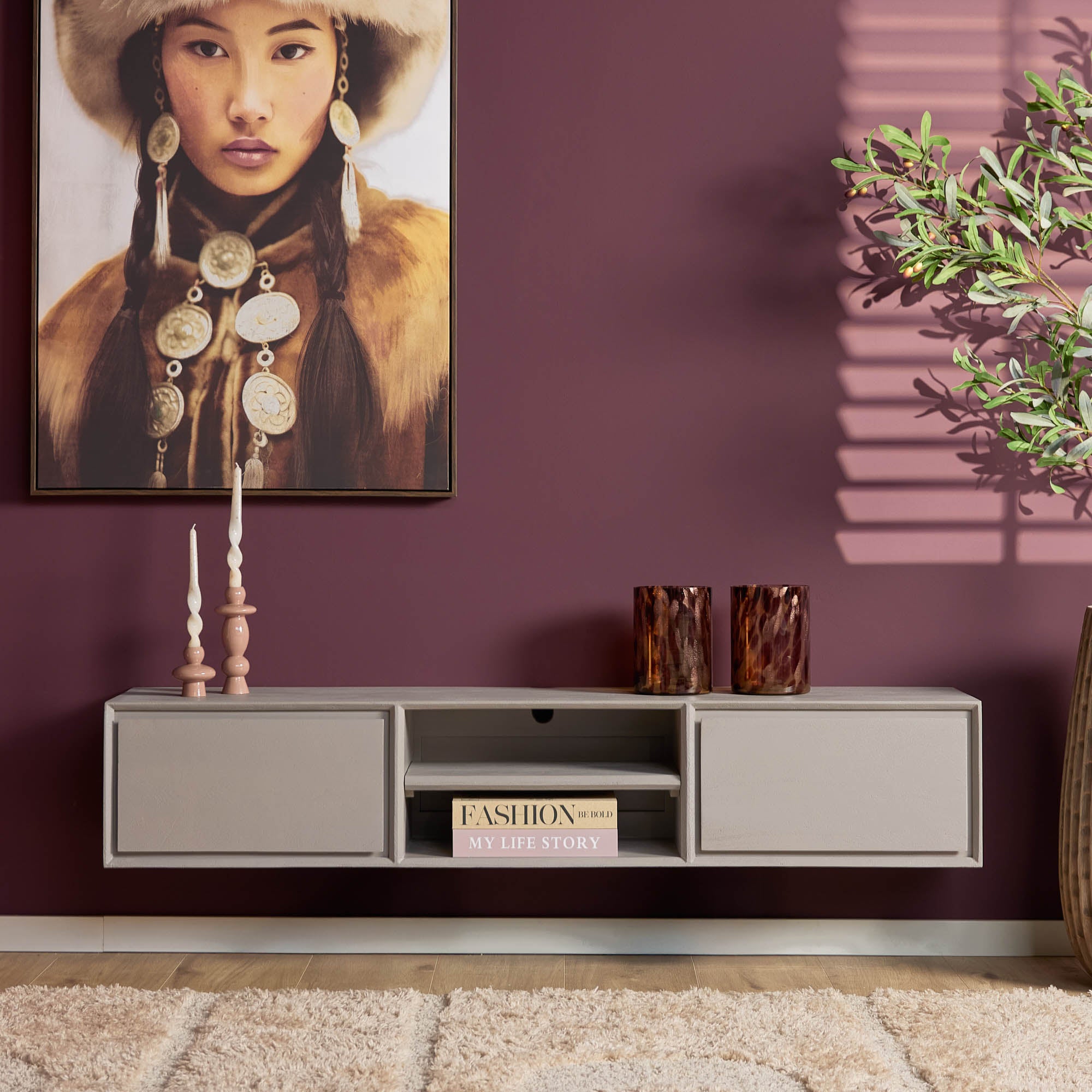 Zwevend tv meubel Ambiance Taupe | 160 cm