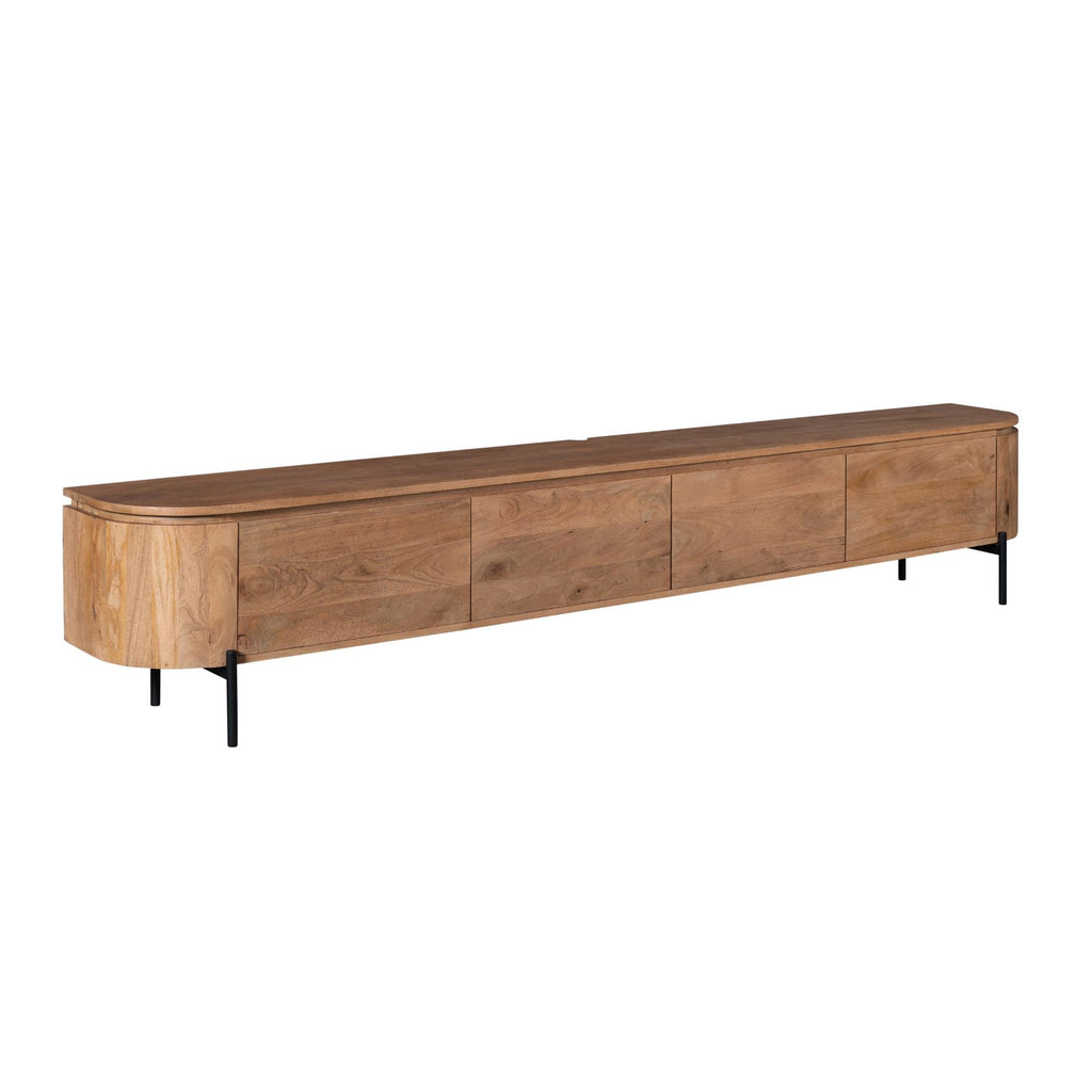 Tv-meubel Excellent, 200 cm, naturel mangohout, zwevend of op pootjes