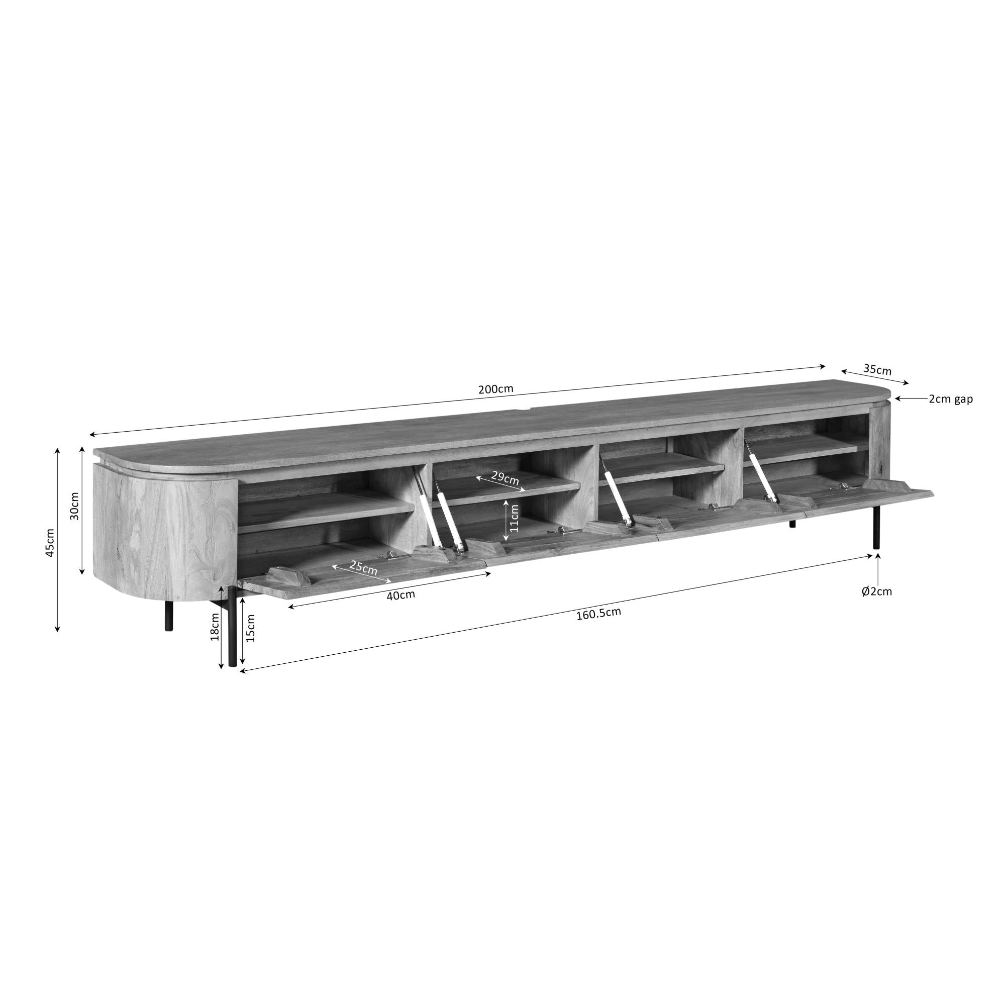 Tv meubel Excellent Black | 200 cm