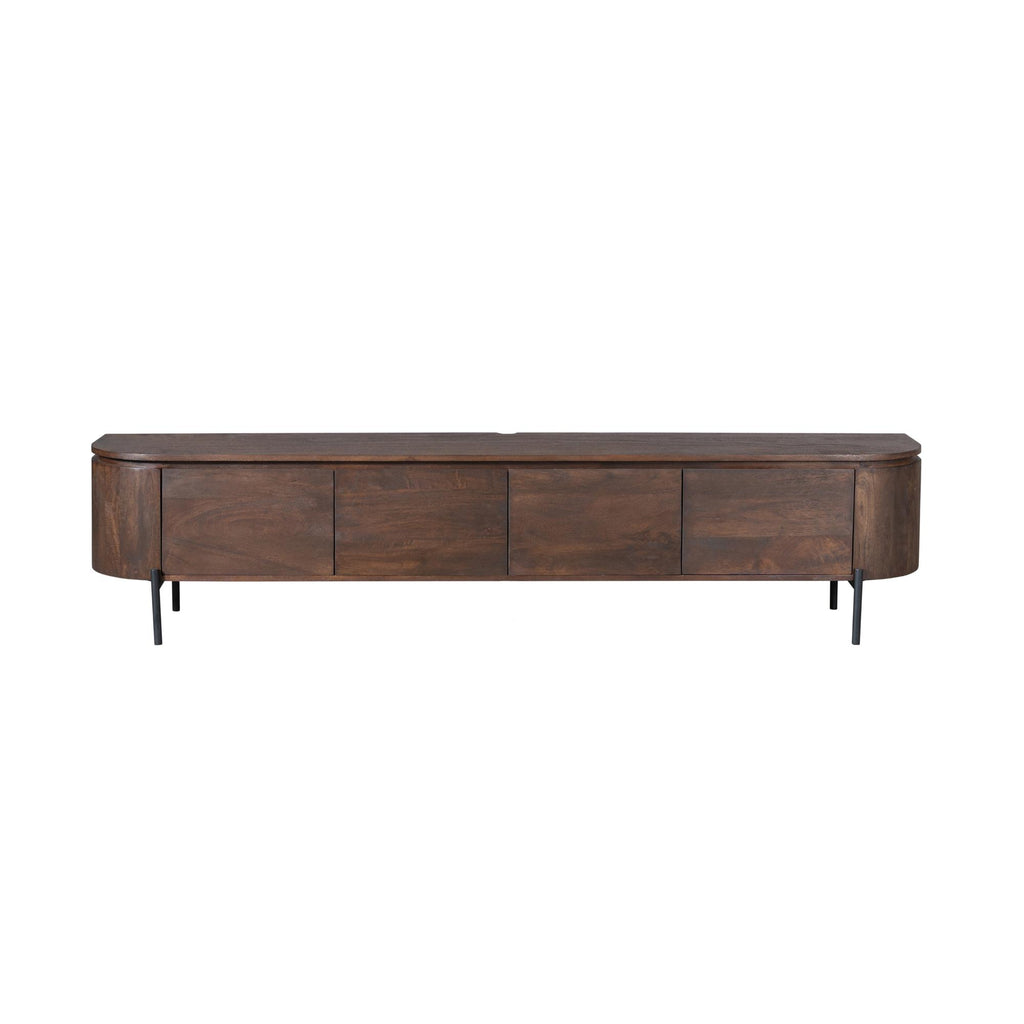 Tv-meubel Excellent, 200 cm, bruin mangohout, zwevend of op pootjes