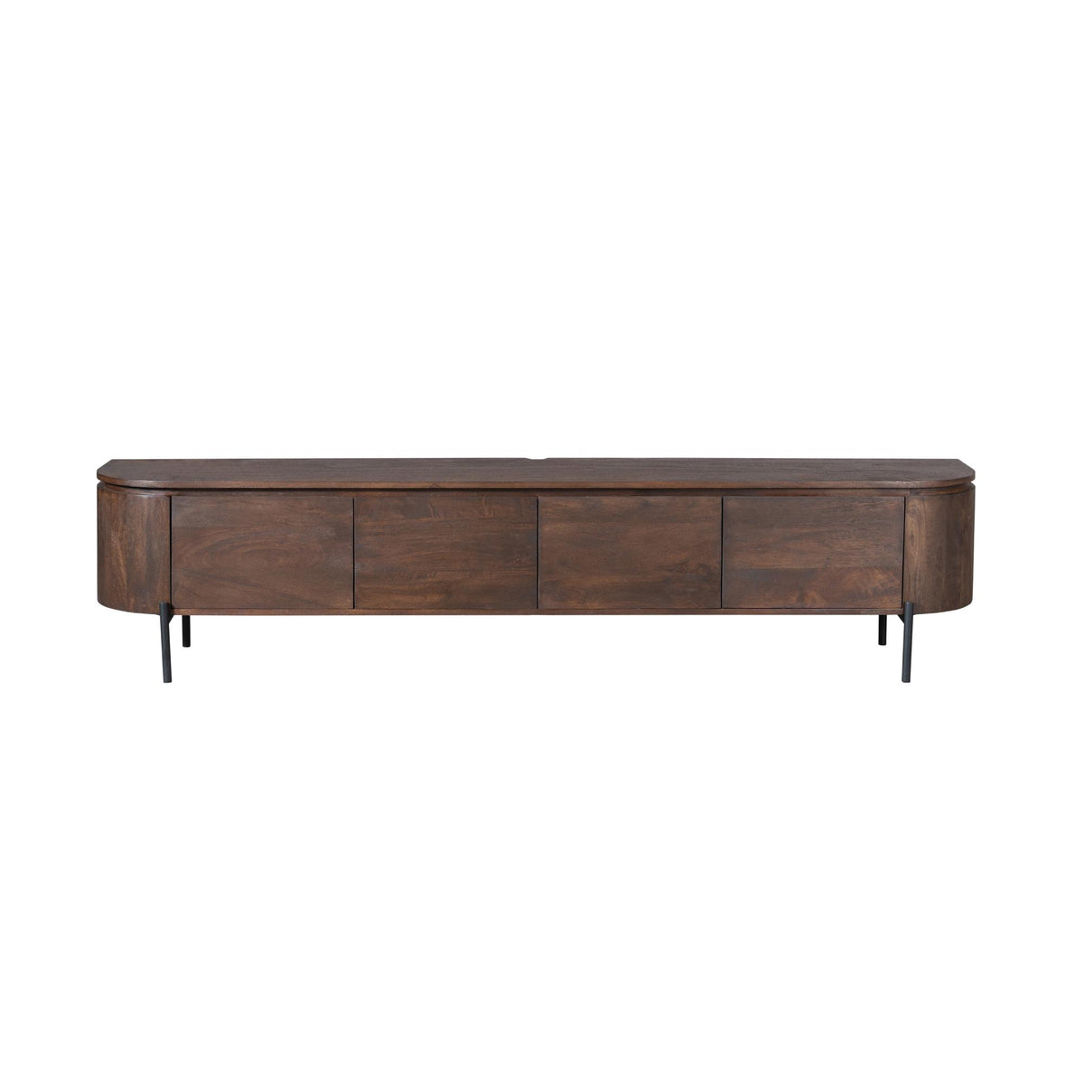 Tv-meubel Excellent, 200 cm, bruin mangohout, zwevend of op pootjes