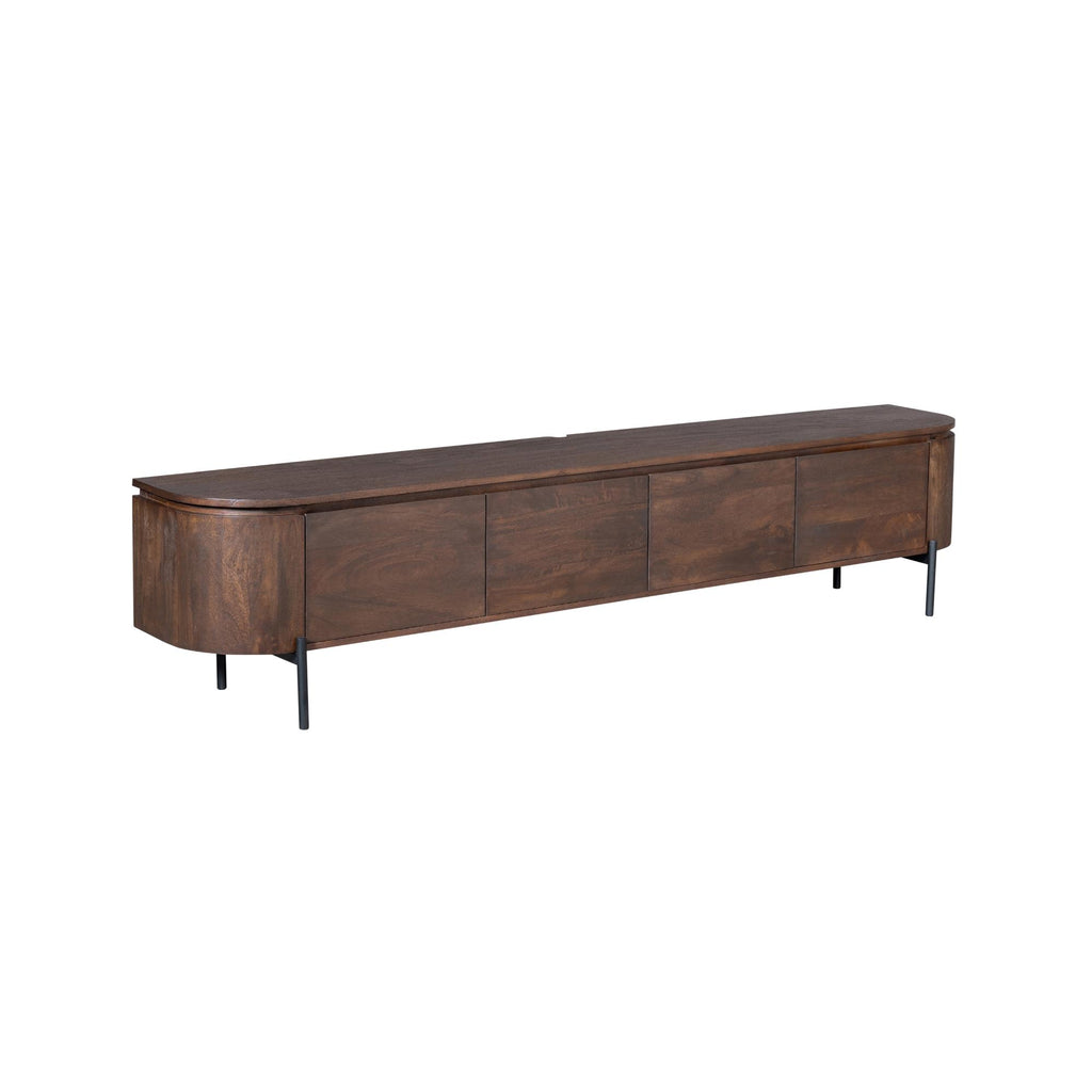 Tv-meubel Excellent, 200 cm, bruin mangohout, zwevend of op pootjes