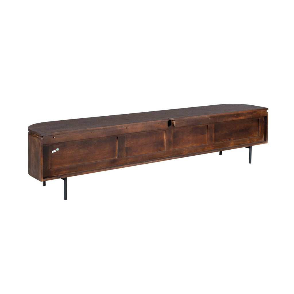 Tv-meubel Excellent, 200 cm, bruin mangohout, zwevend of op pootjes