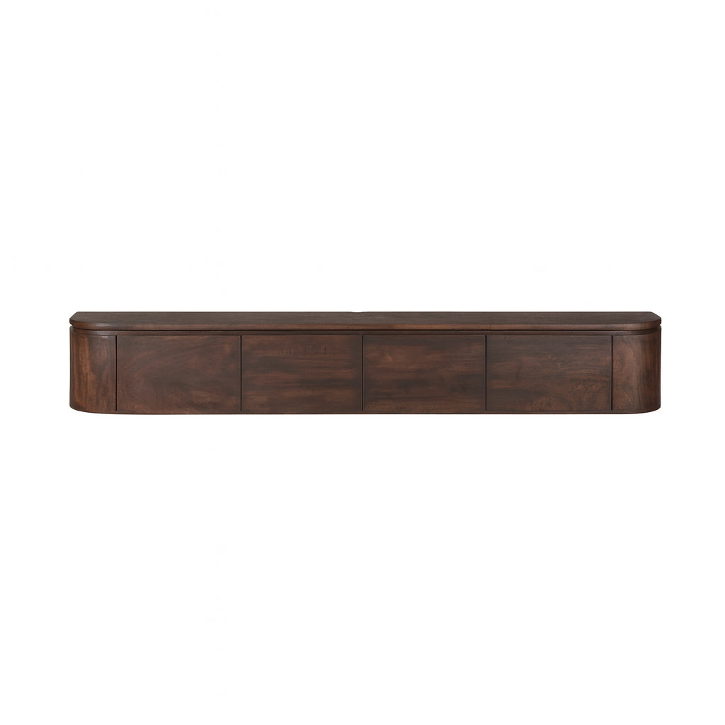 Tv-meubel Excellent, 200 cm, bruin mangohout, zwevend of op pootjes