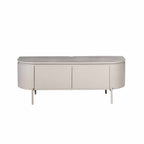 Tv-meubel Excellent, 120 cm, taupe mangohout, zwevend of op pootjes