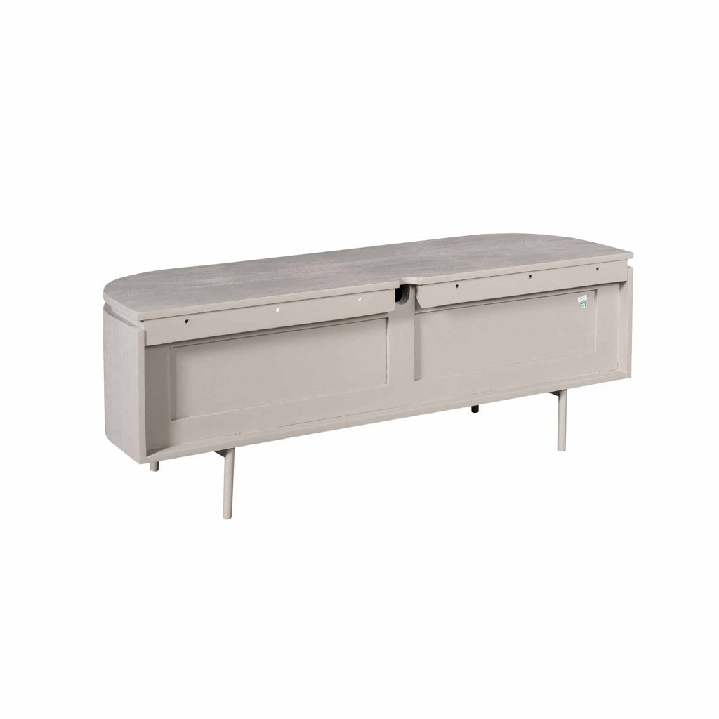 Tv-meubel Excellent, 120 cm, taupe mangohout, zwevend of op pootjes