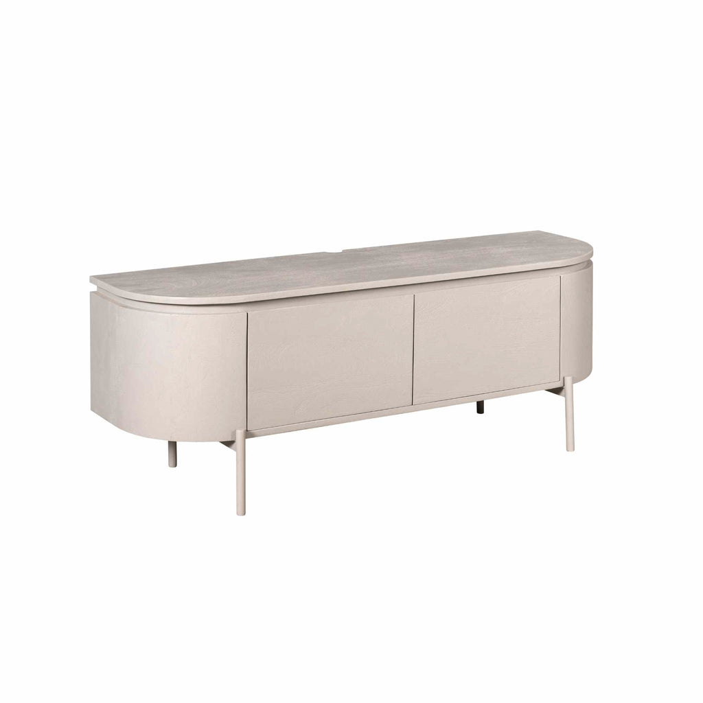 Tv-meubel Excellent, 120 cm, taupe mangohout, zwevend of op pootjes