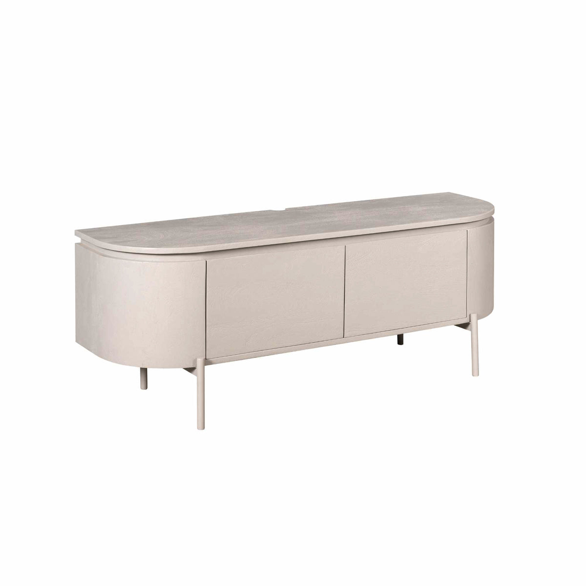 Tv-meubel Excellent, 120 cm, taupe mangohout, zwevend of op pootjes