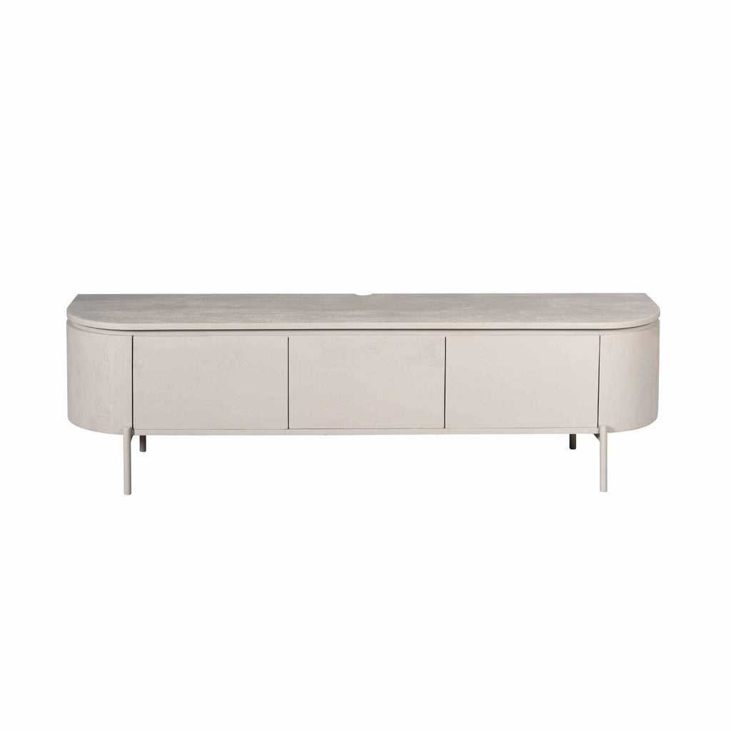 Tv-meubel Excellent, 160 cm, taupe mangohout, zwevend of op pootjes
