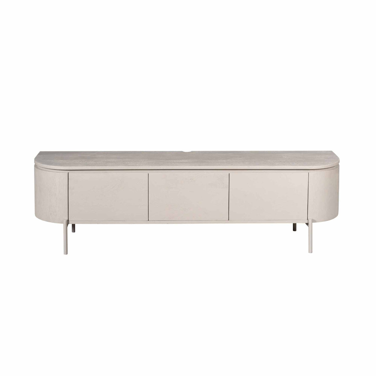 Tv-meubel Excellent, 160 cm, taupe mangohout, zwevend of op pootjes