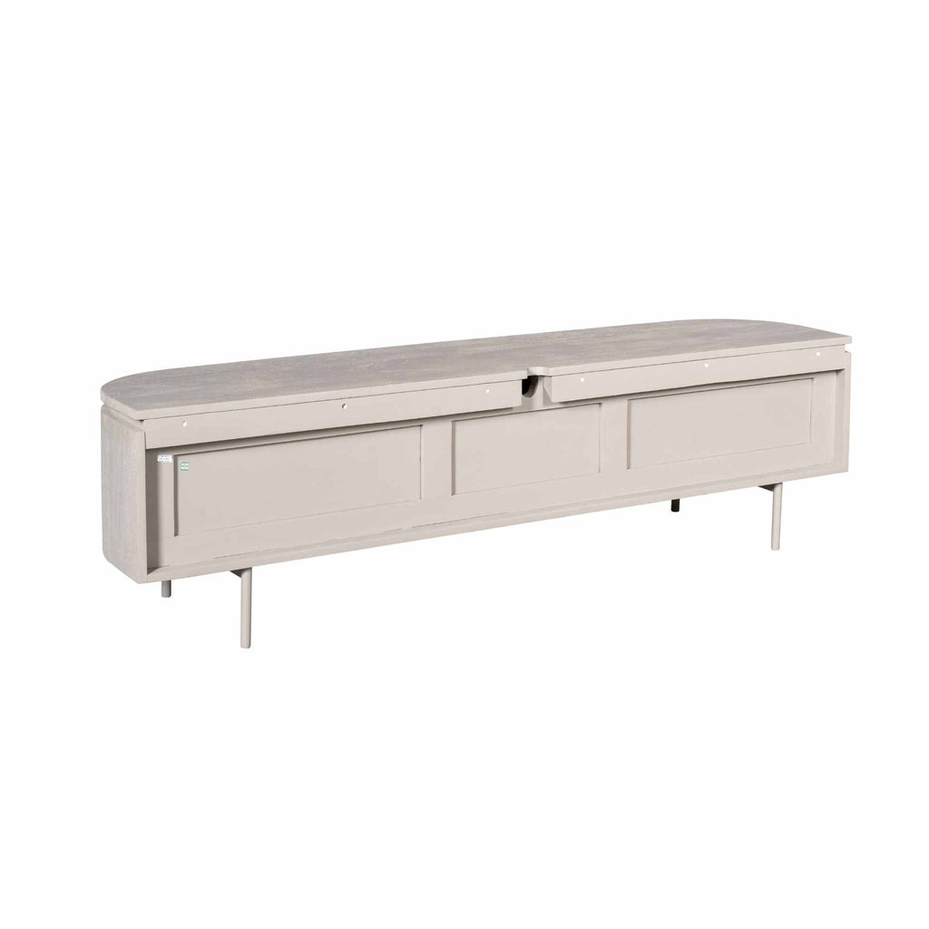 Tv-meubel Excellent, 160 cm, taupe mangohout, zwevend of op pootjes