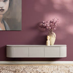 Tv-meubel Excellent, 160 cm, taupe mangohout, zwevend of op pootjes