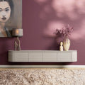 Tv-meubel Excellent, 200 cm, taupe mangohout, zwevend of op pootjes