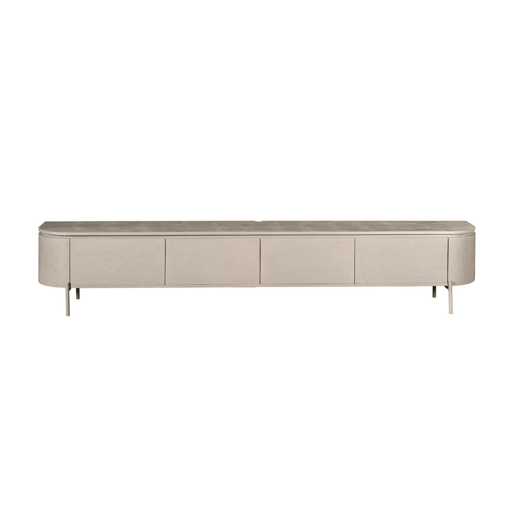 Tv-meubel Excellent, 200 cm, taupe mangohout, zwevend of op pootjes
