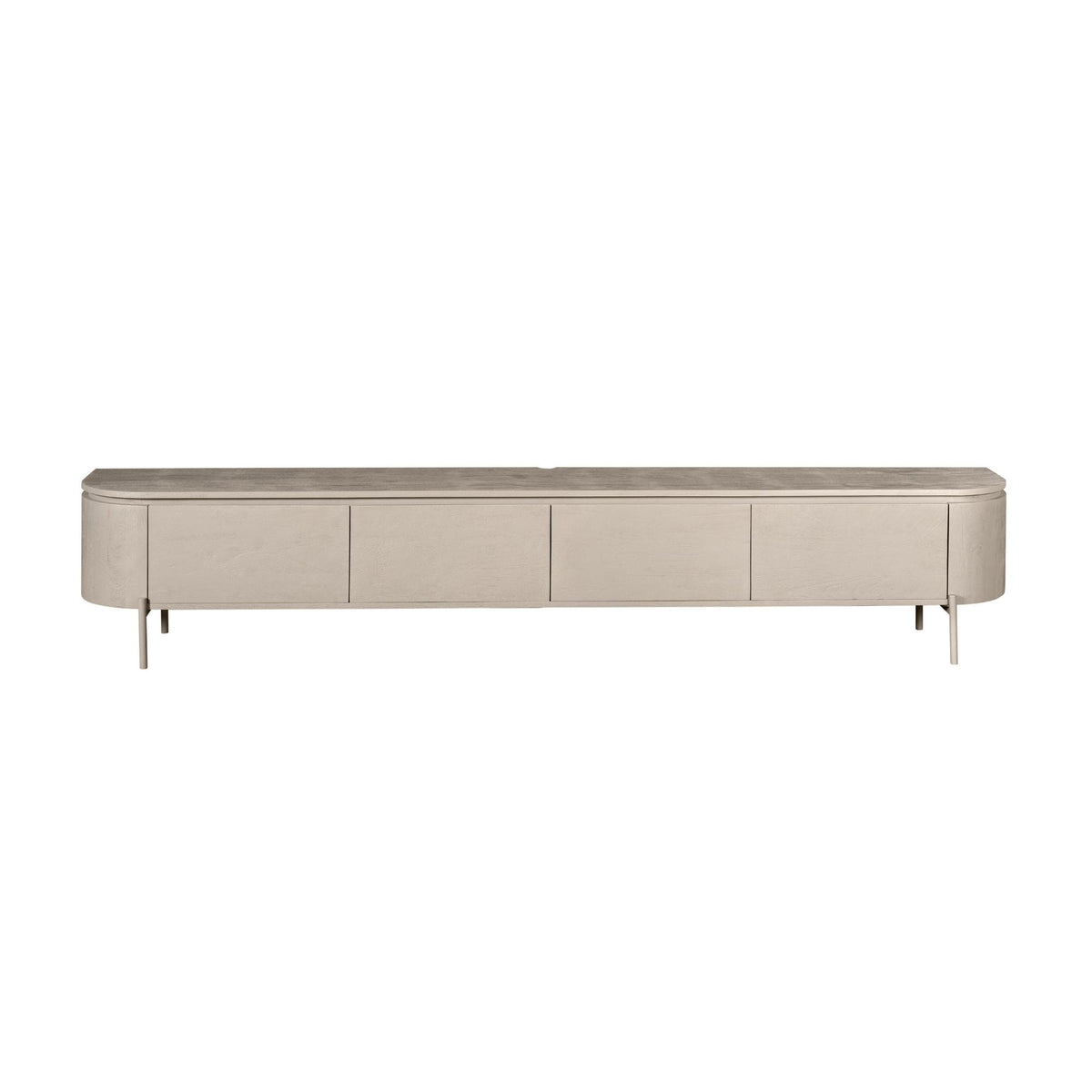 Tv-meubel Excellent, 200 cm, taupe mangohout, zwevend of op pootjes