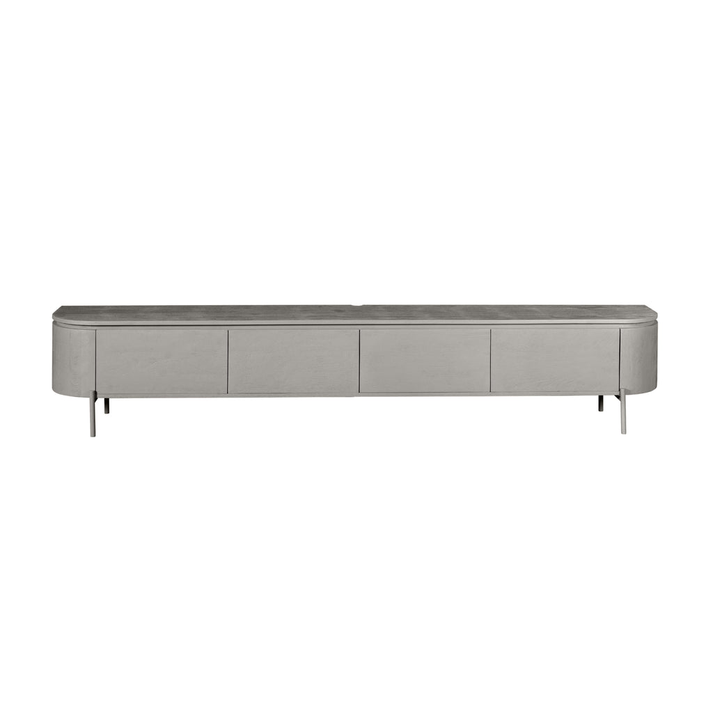 Tv-meubel Excellent, 200 cm, taupe mangohout, zwevend of op pootjes