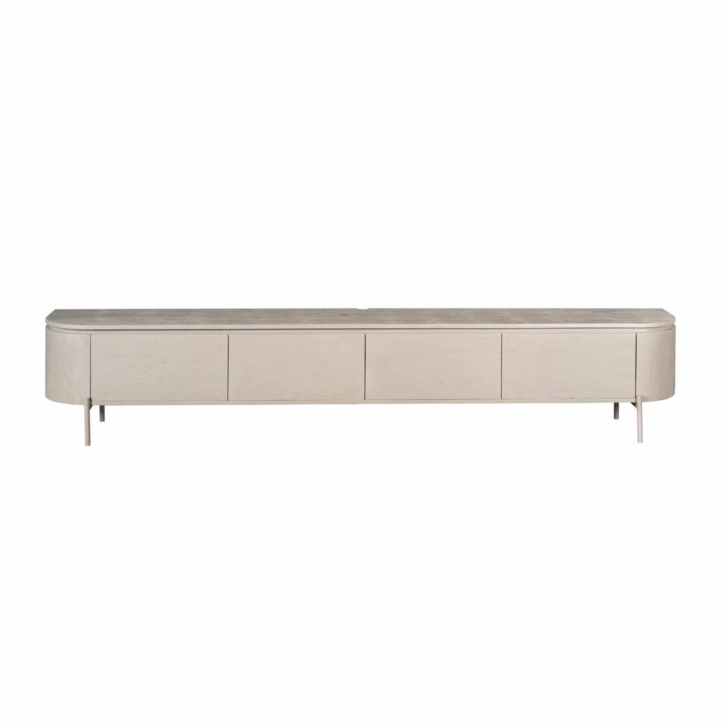 Tv-meubel Excellent, 200 cm, taupe mangohout, zwevend of op pootjes