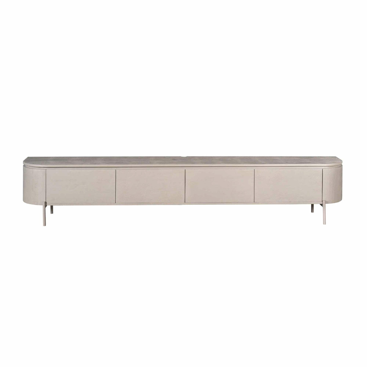 Tv-meubel Excellent, 200 cm, taupe mangohout, zwevend of op pootjes