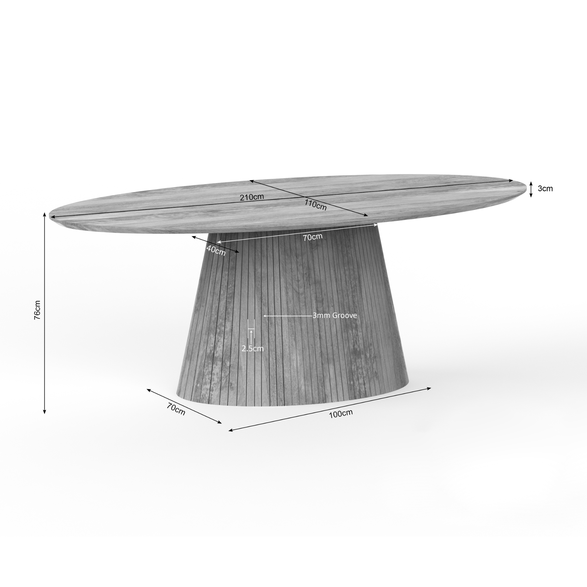 Eettafel Solana | 210 cm | Naturel | Ovaal