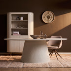 Ovale eettafel Solana Zand Mangohout 210 cm