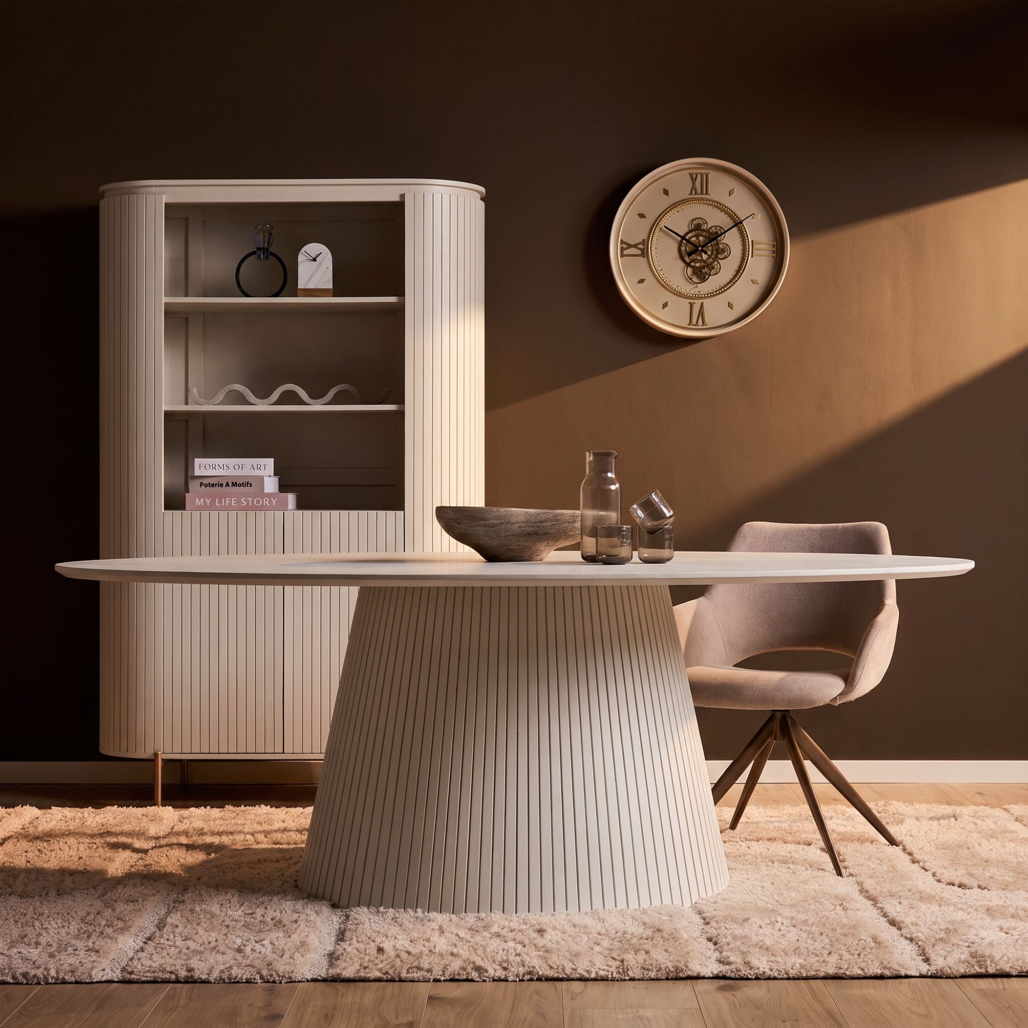 Ovale eettafel Solana Zand Mangohout 210 cm