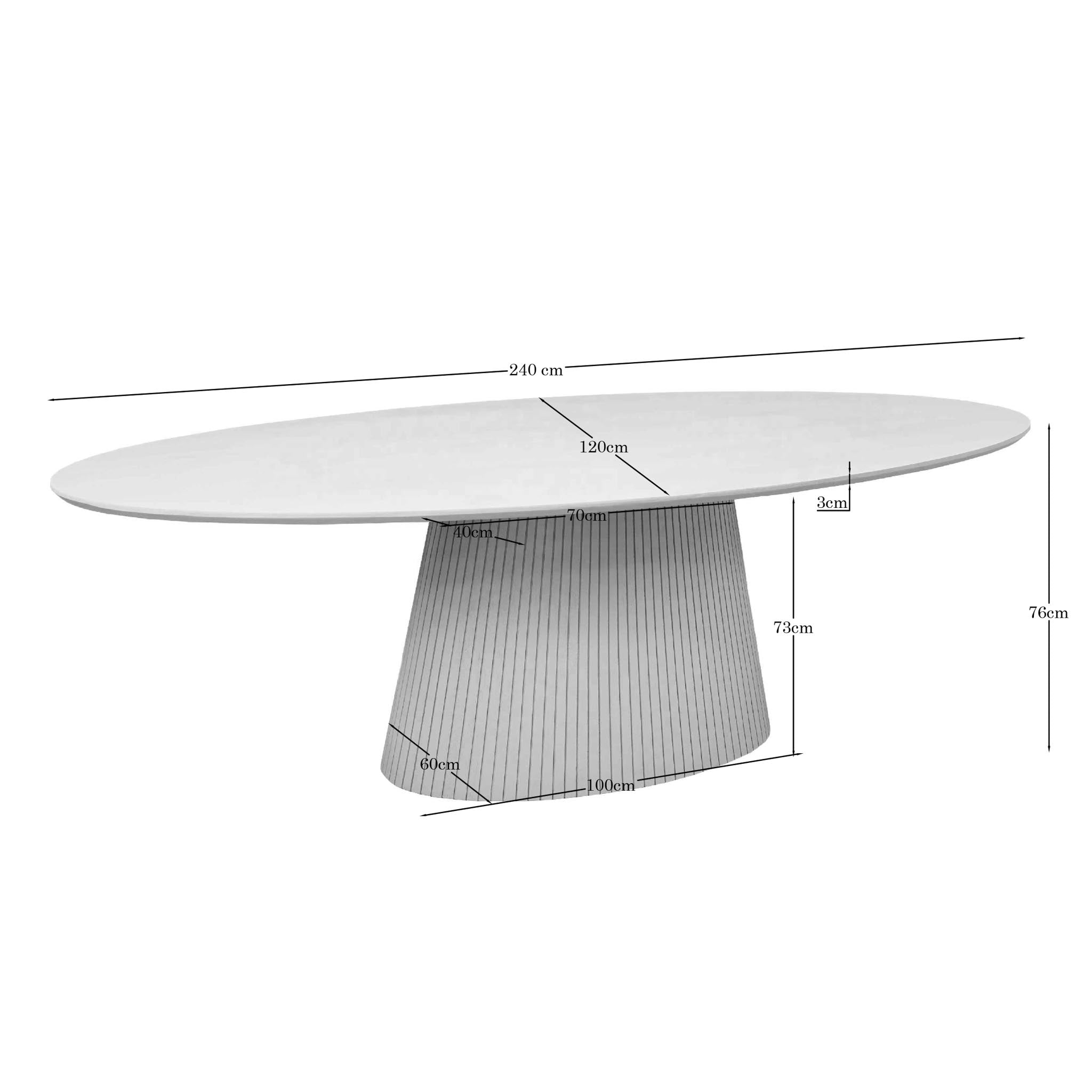 Ovale eettafel Solana Zand Mangohout 240 cm