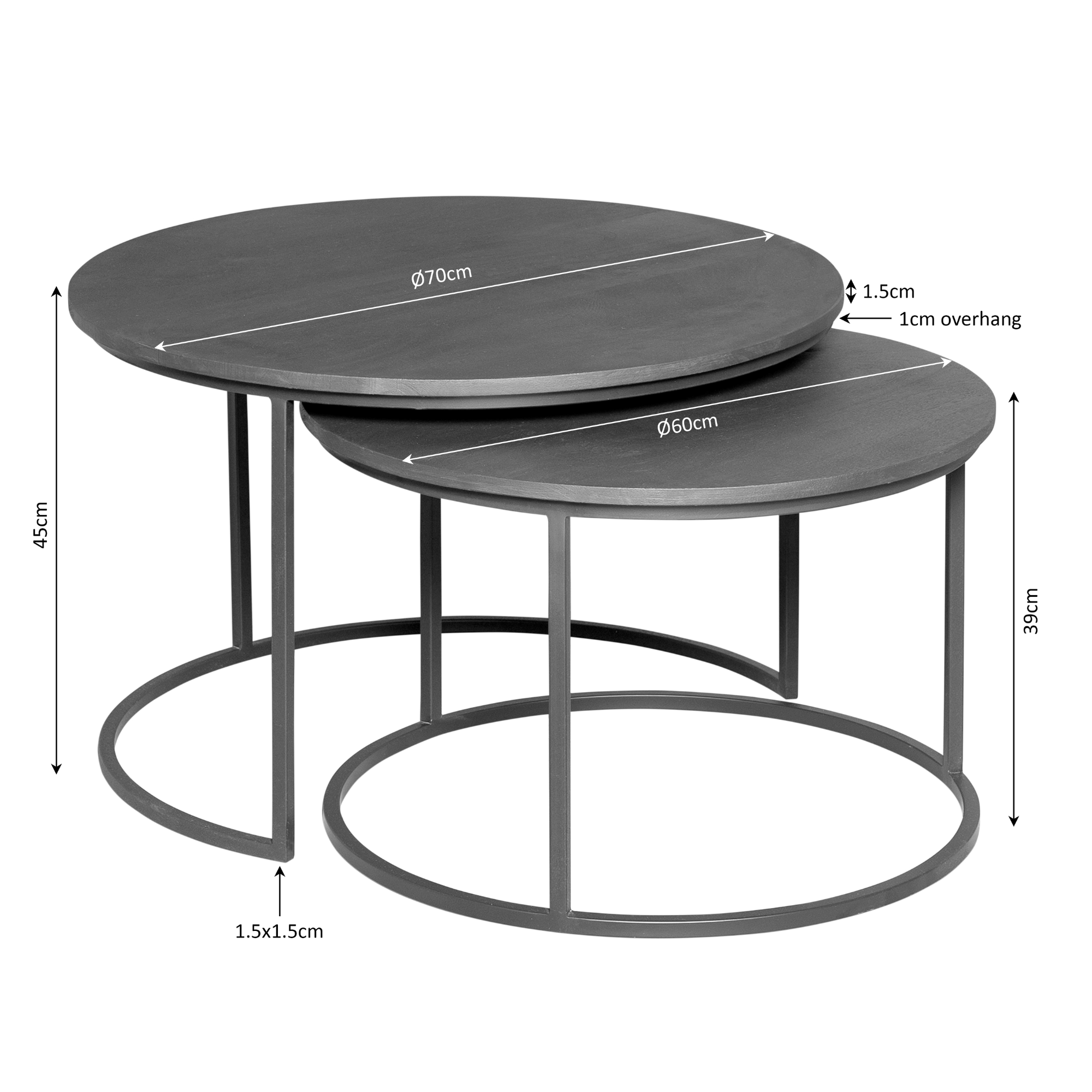 Salontafel Madison Natural | 70 cm | Set van 2