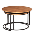Salontafel Madison, Ø 70 cm, naturel mangohout, set van 2
