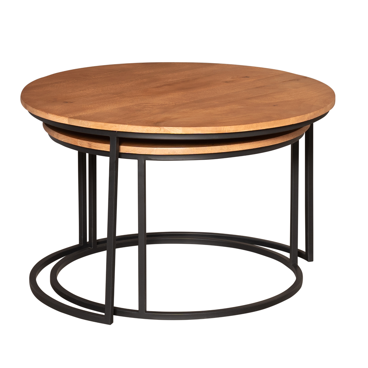 Salontafel Madison, Ø 70 cm, naturel mangohout, set van 2
