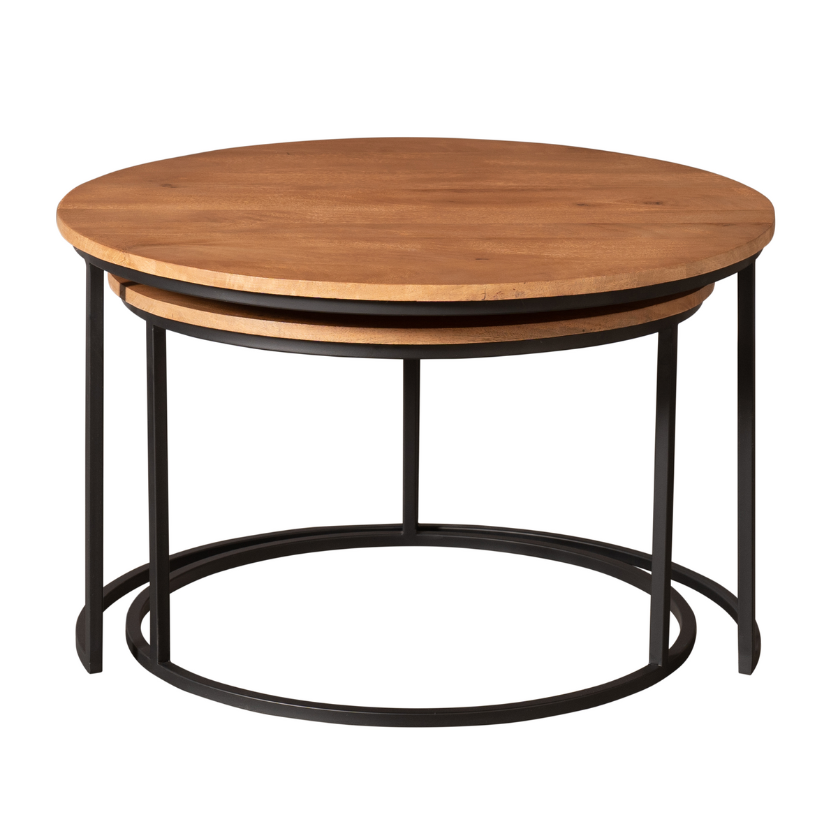 Salontafel Madison, Ø 70 cm, naturel mangohout, set van 2