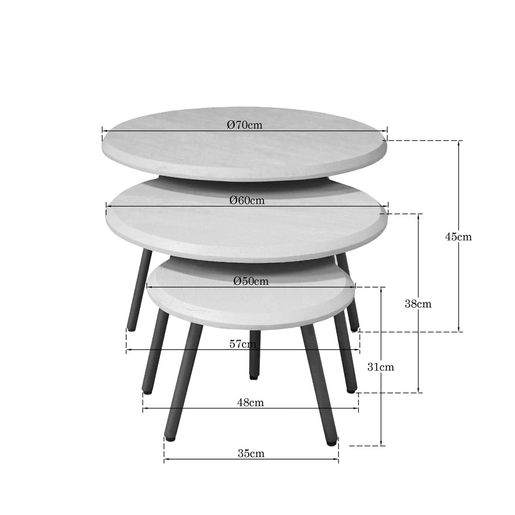 Ronde salontafelset Ohio Zand Mangohout 70 cm