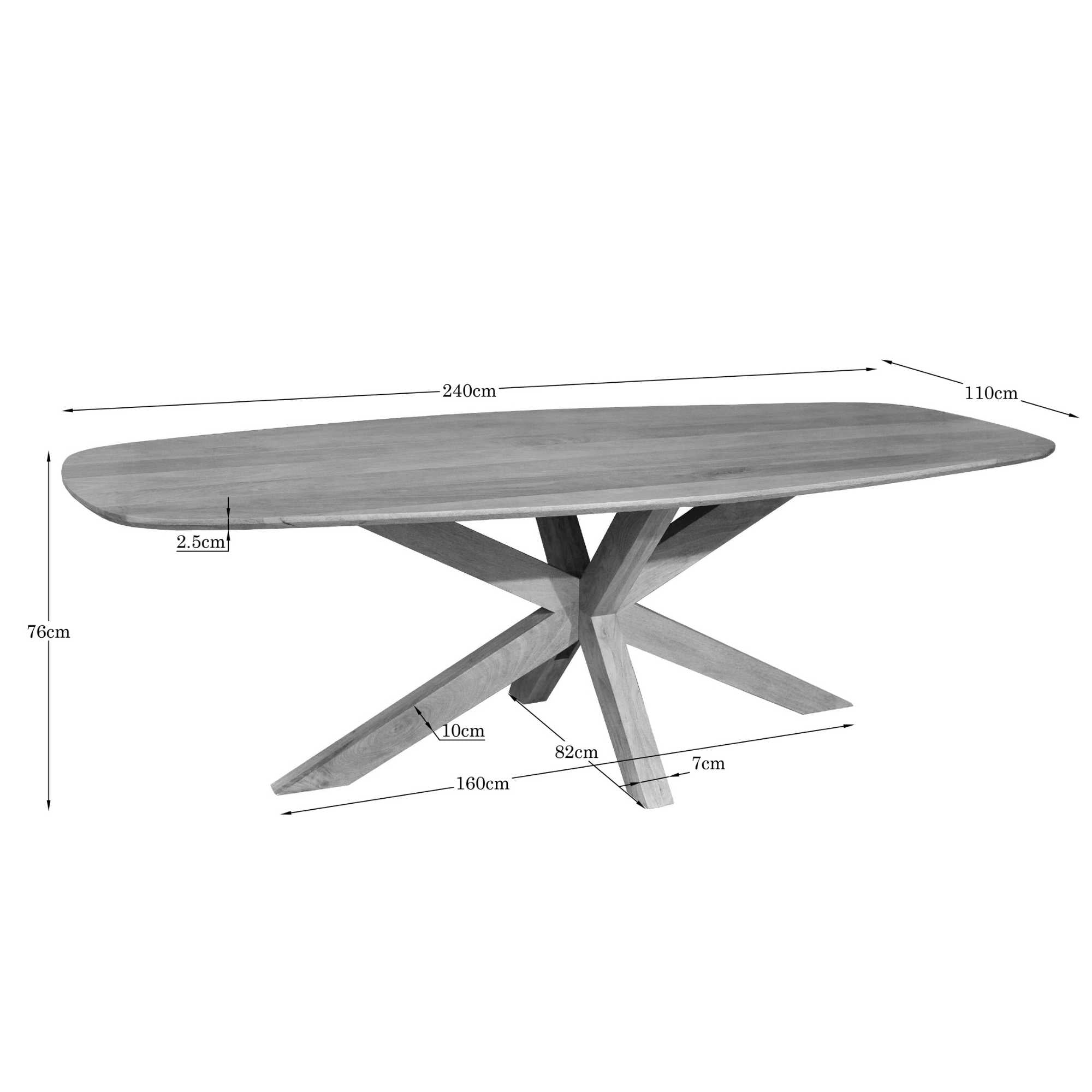 Eettafel Nina | Deens ovaal | 240 cm