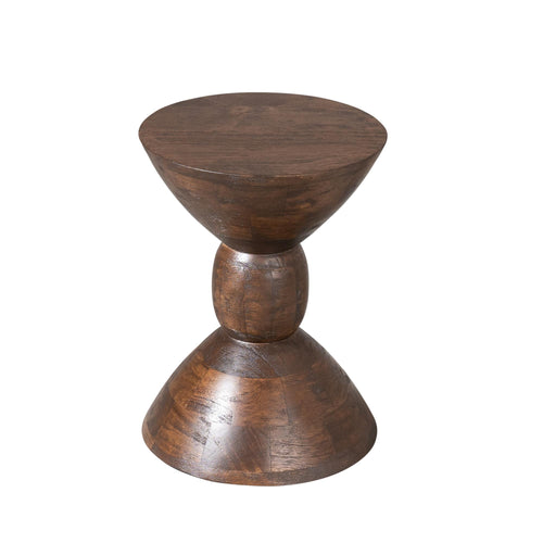 Bijzettafel Ron, Ø 30 cm, bruin mangohout