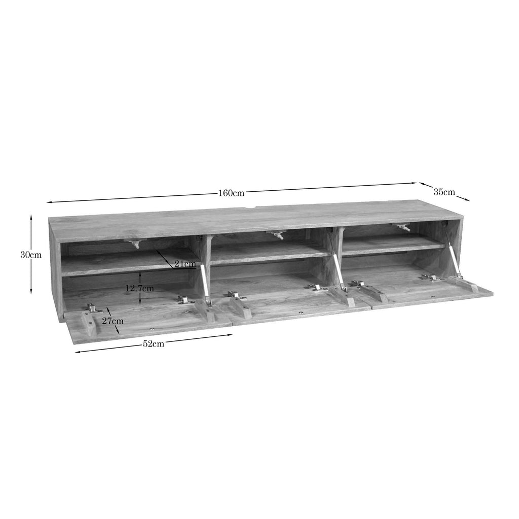 Zwevend tv meubel Vision Licht mango | 160 cm
