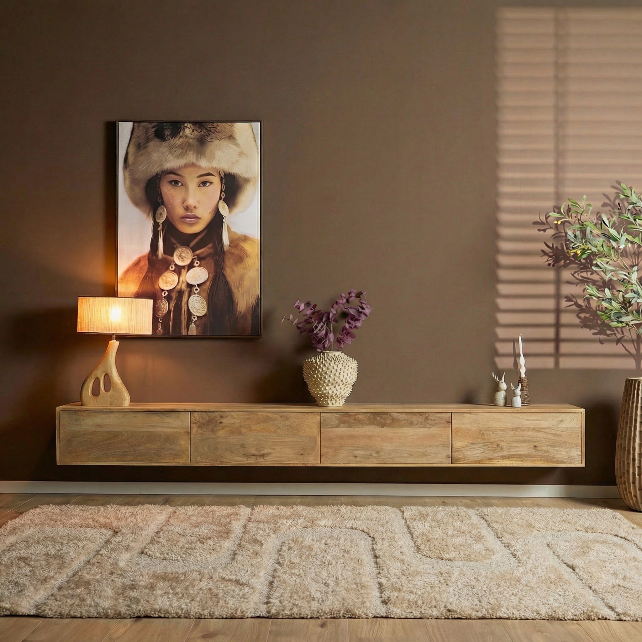 Zwevend tv meubel Vision Licht mango | 240 cm