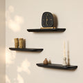 Wandplank Gusta, 60 cm, zwart mangohout, set van 3