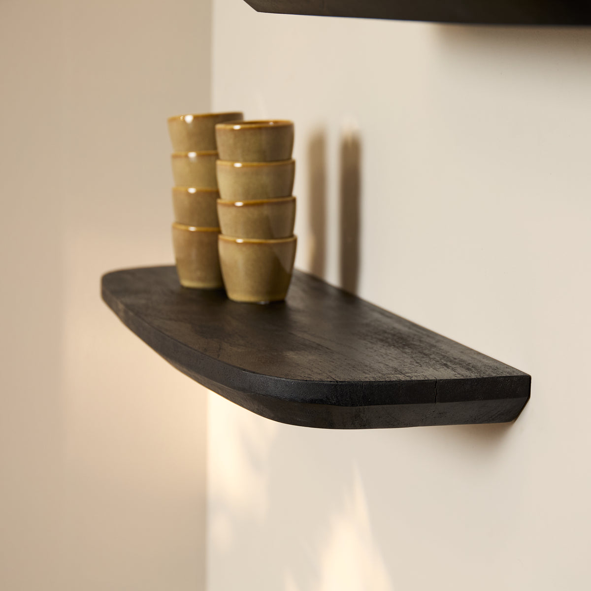 Wandplank Gusta, 60 cm, zwart mangohout, set van 3