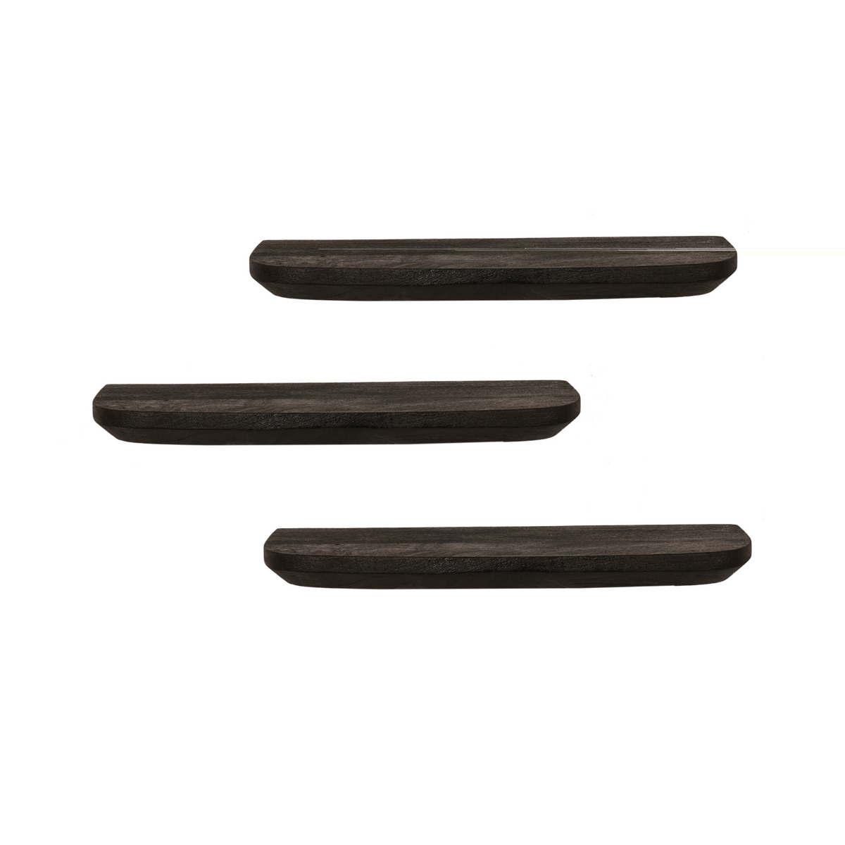 Wandplank Gusta, 60 cm, zwart mangohout, set van 3