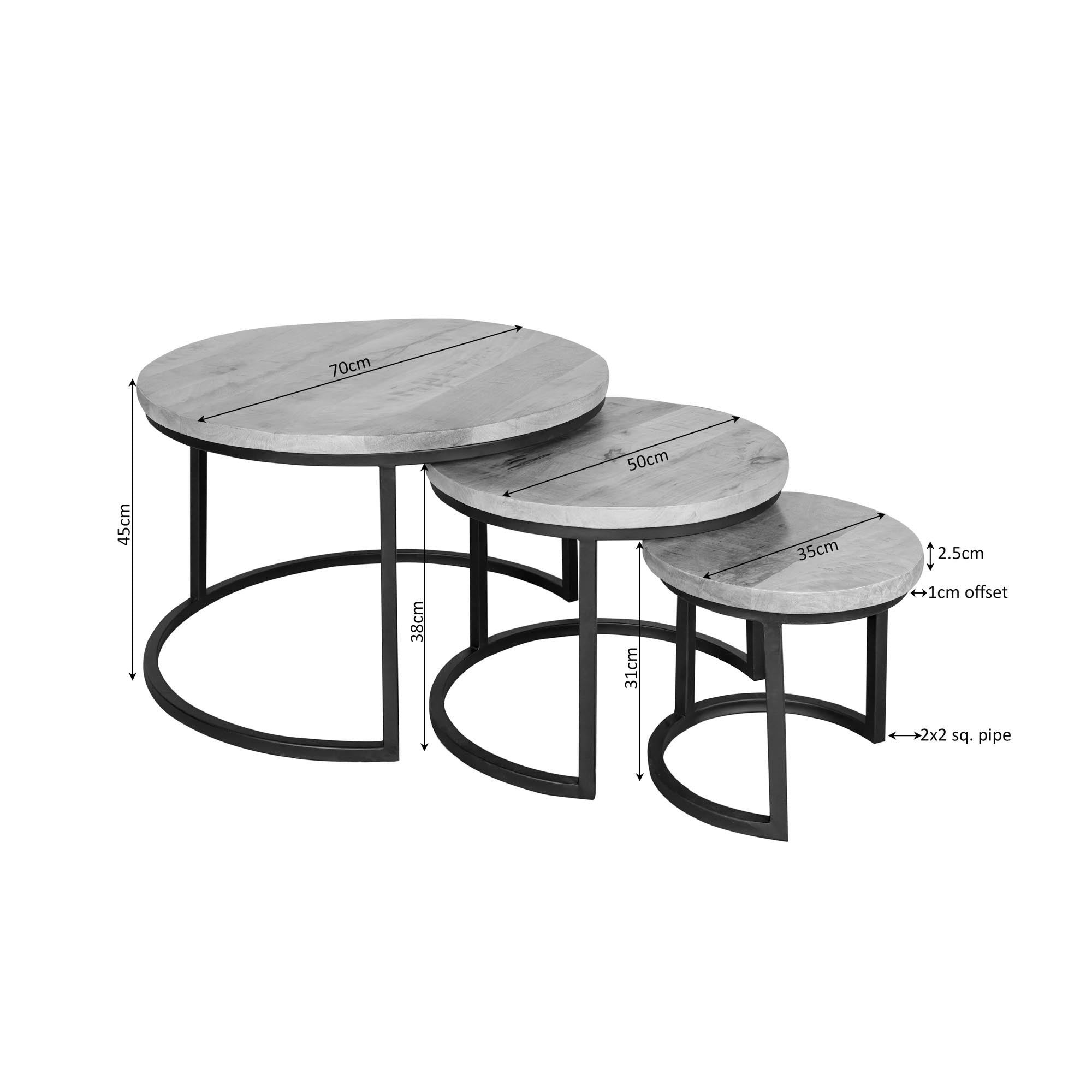 Salontafel Dakota | 70 cm | Set van 3