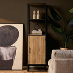 Boekenkast Dakota, 55 cm, 1 deur, licht mangohout