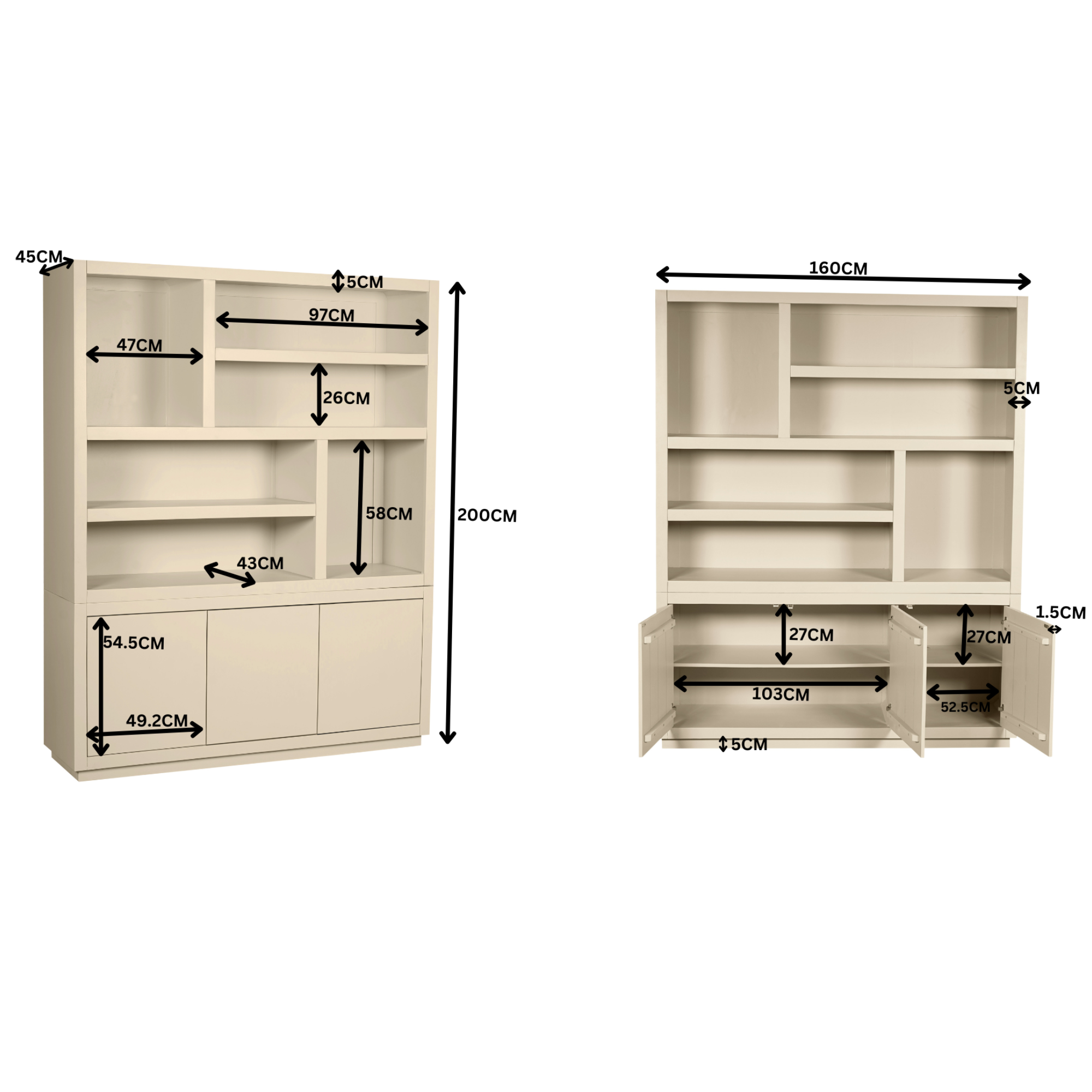 Vakkenkast Brussel XL | 160 cm