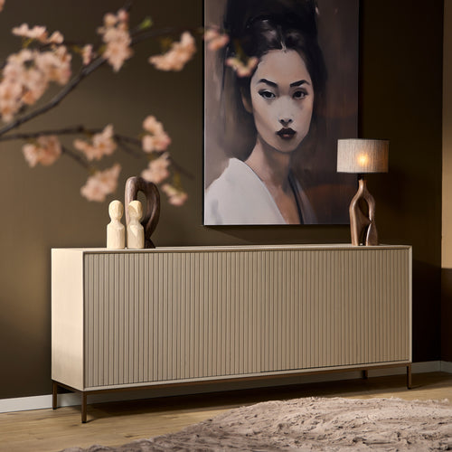 Dressoir Madison, 210 cm, zand met bronzen frame