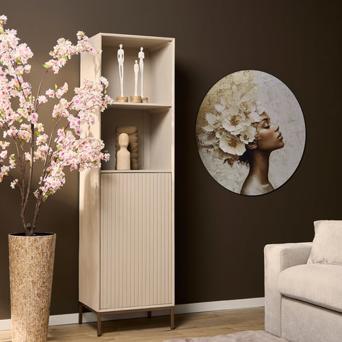Boekenkast Madison, 55 cm, zand met bronzen frame