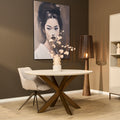 Eettafel Madison, Ø 130 cm, rond, zand, bronzen poot