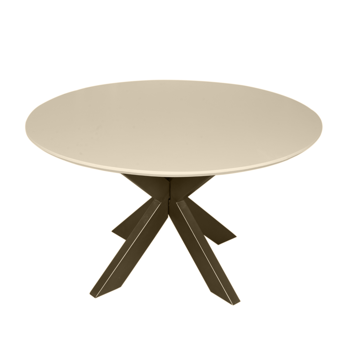Eettafel Madison, Ø 130 cm, rond, zand, bronzen poot