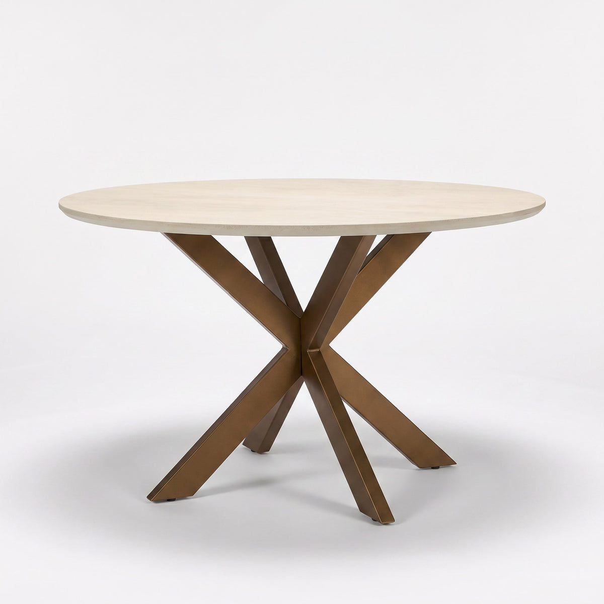 Eettafel Madison, Ø 150 cm, rond, zand, bronzen poot