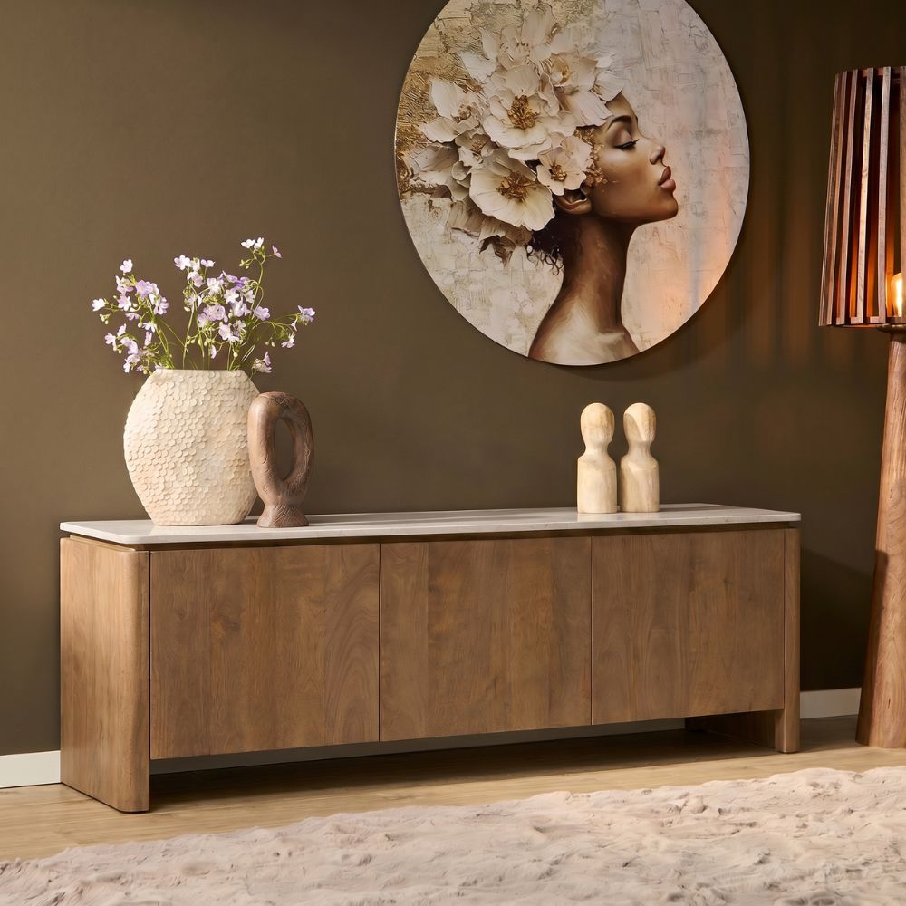 Tv meubel Dallas Naturel Mangohout 165 cm