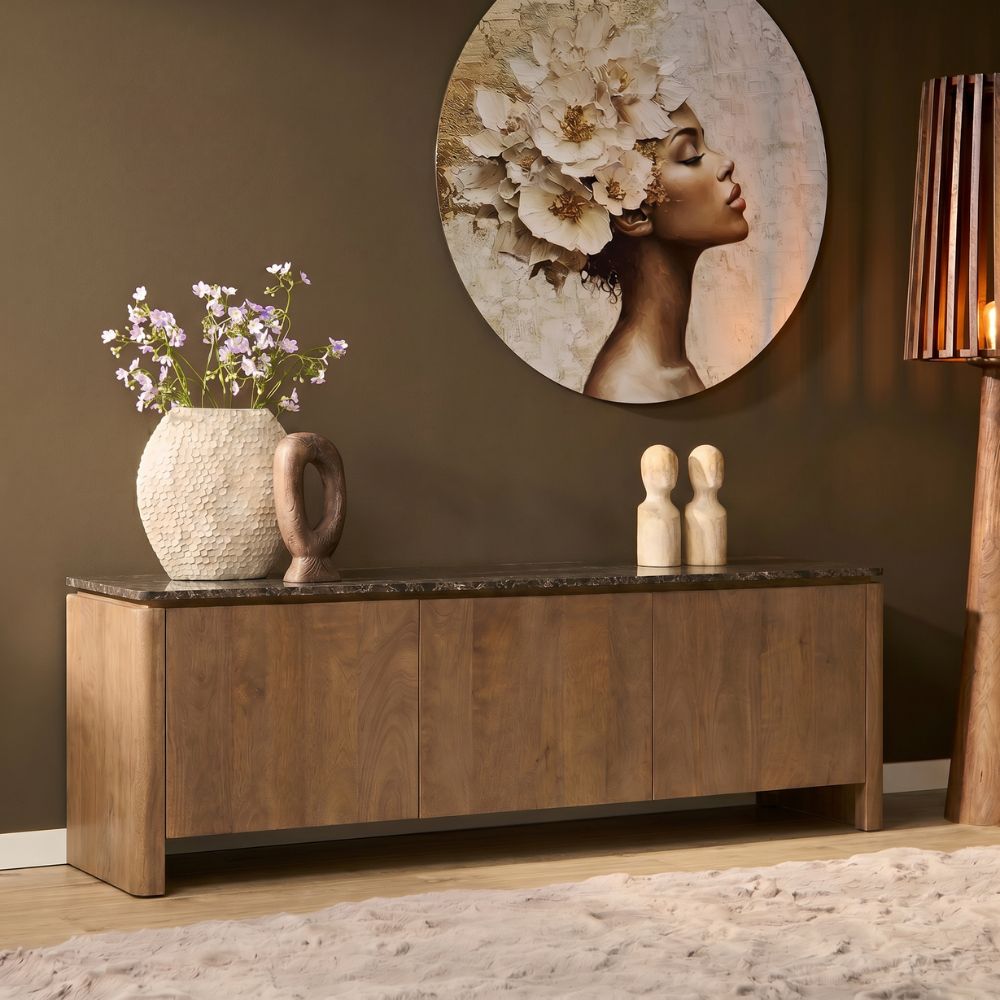 Tv meubel Dallas Naturel Mangohout 165 cm
