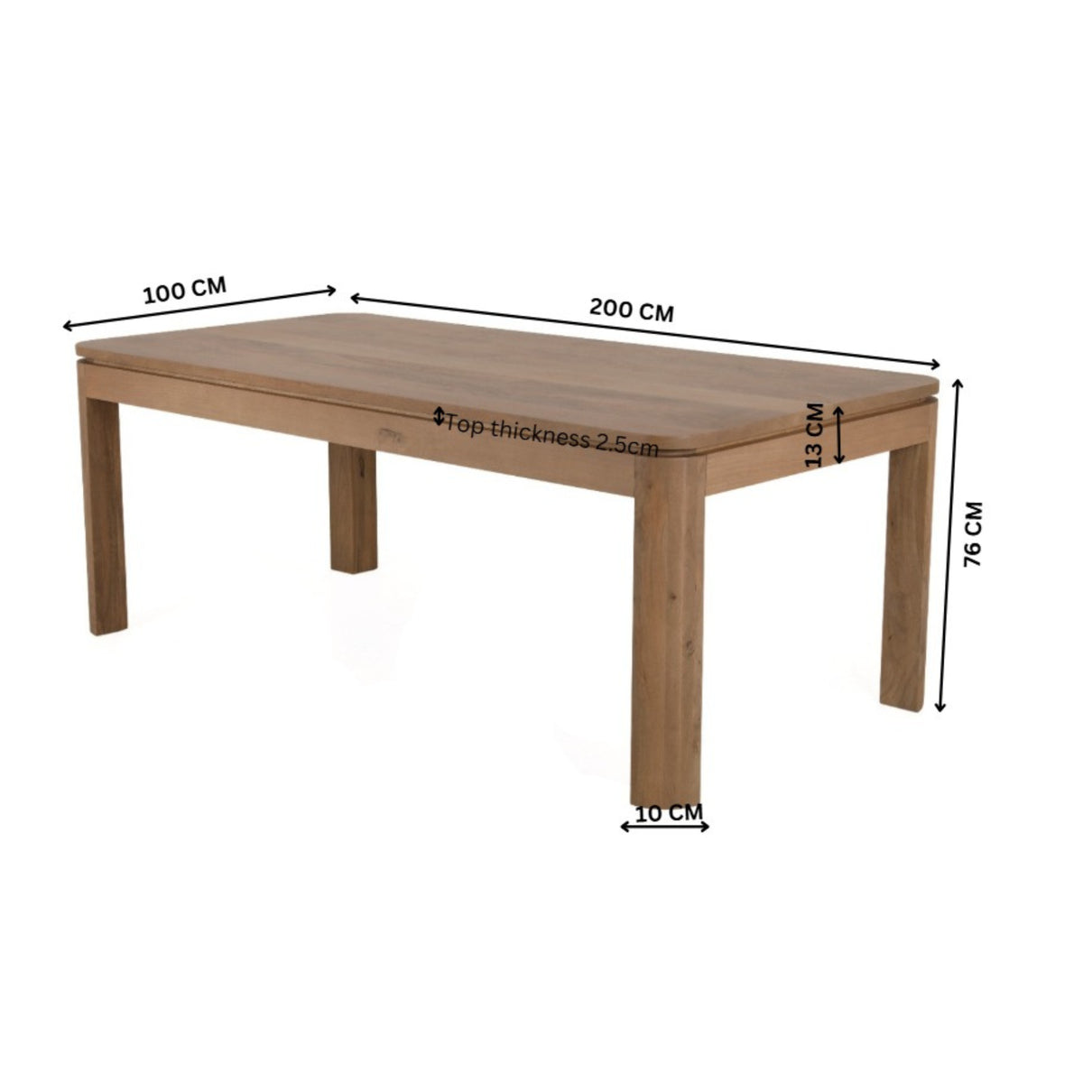 Eettafel Dallas, 200 x 100 cm, naturel mangohout